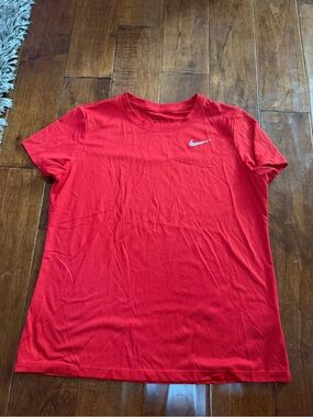 Nike Red Crew Neck Tee with White Swoosh